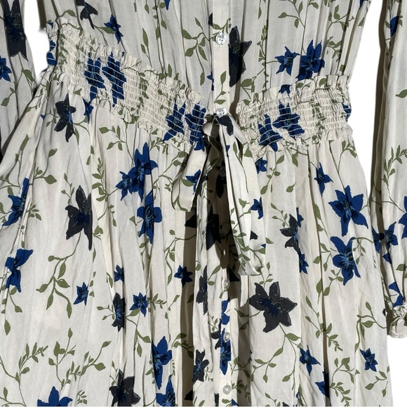 Free People Lighten Up Button Down Mini Shirt Dress Tea Combo Floral Sz S Boho - Picture 8 of 16